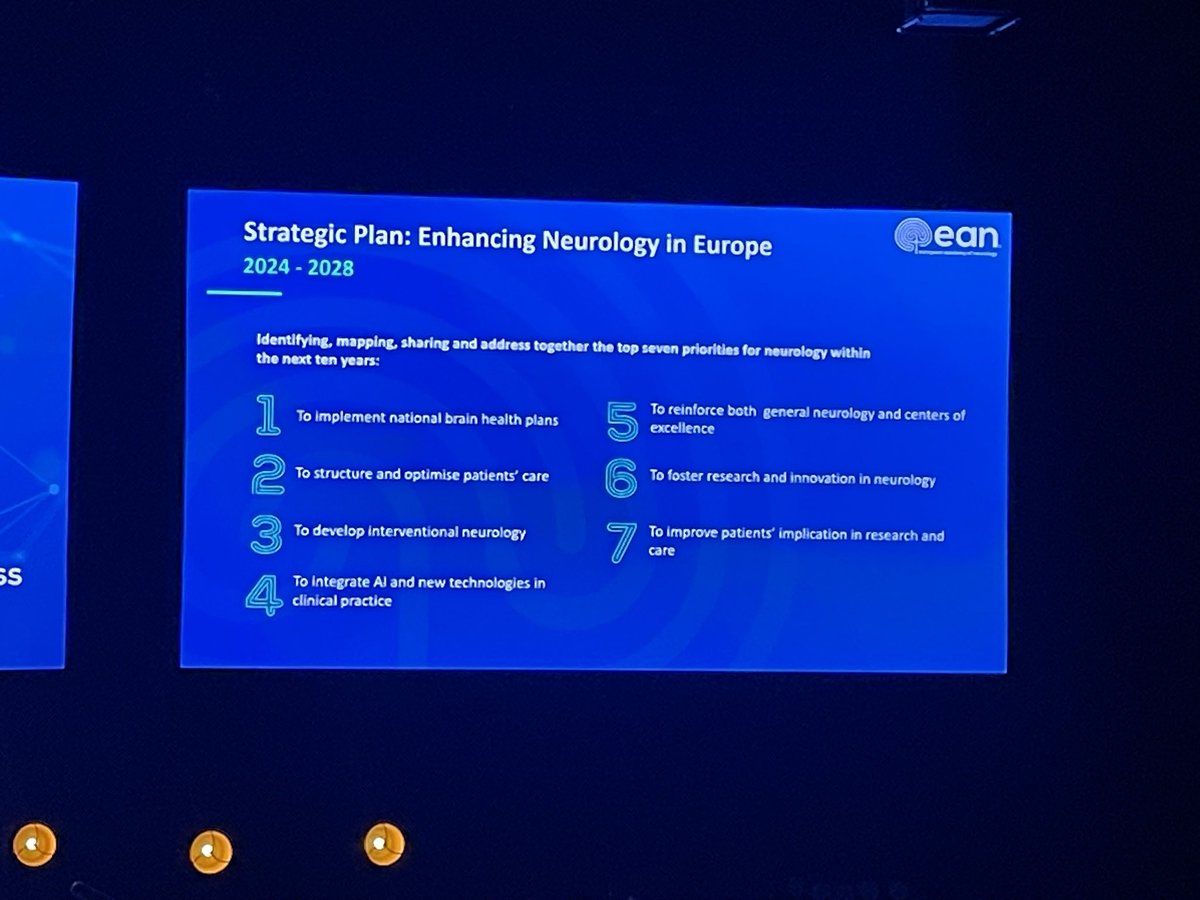 Zak Allal (@zakallalmd) on Twitter photo 🧠 #EAN2025 <a href="/EANeurology/">European Academy of Neurology</a> outlines its 10-year strategic plan for neurology in Europe:
1️⃣ National brain health plans
2️⃣ Structured patient care
3️⃣ Interventional neurology
4️⃣ AI in clinics
5️⃣ Stronger neuro hubs
6️⃣ Research & innovation
7️⃣ Patient participation
The future of 🧠 #EAN2025 <a href="/EANeurology/">European Academy of Neurology</a> outlines its 10-year strategic plan for neurology in Europe:
1️⃣ National brain health plans
2️⃣ Structured patient care
3️⃣ Interventional neurology
4️⃣ AI in clinics
5️⃣ Stronger neuro hubs
6️⃣ Research & innovation
7️⃣ Patient participation
The future of