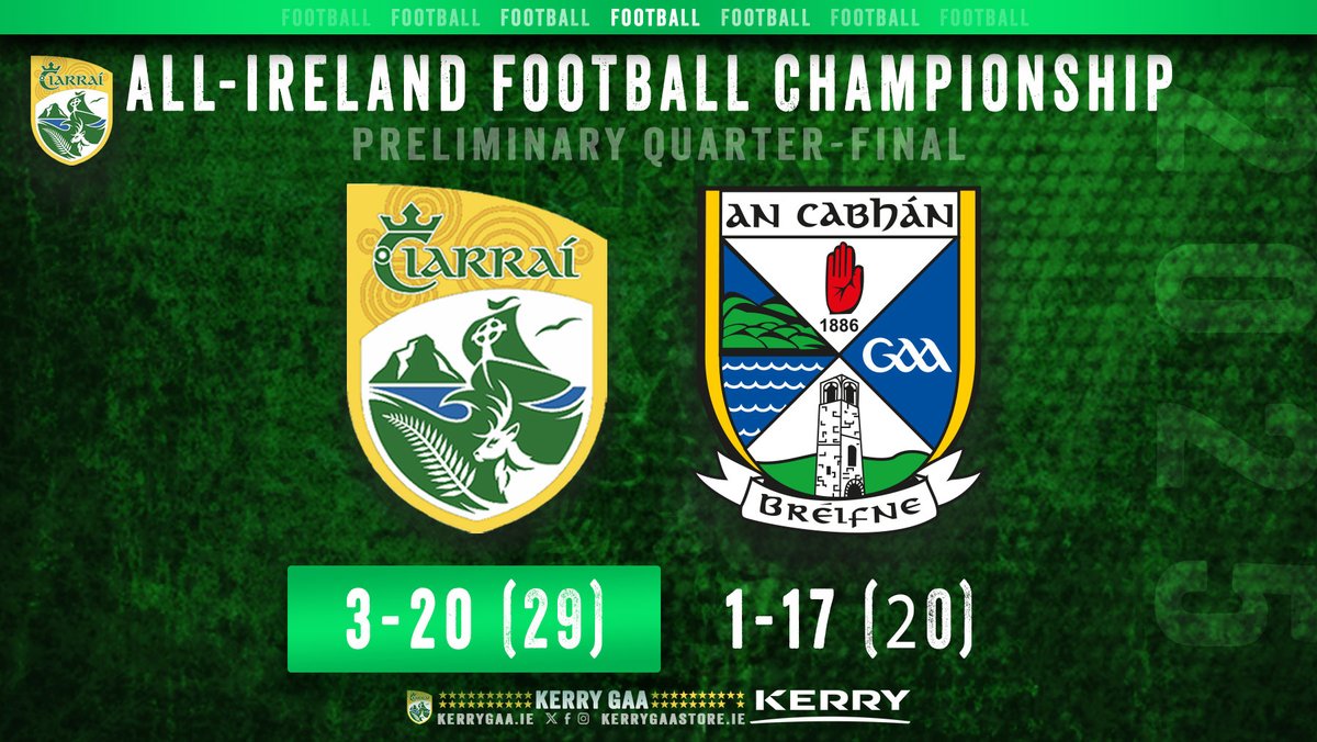 Kerry_Official's tweet image. 🏐 Full Time in Fitzgerald Stadium in the 2025 All-Ireland Football Championship, Preliminary Quarter-Final.

#WeAreKerry #CiarraíAbú
