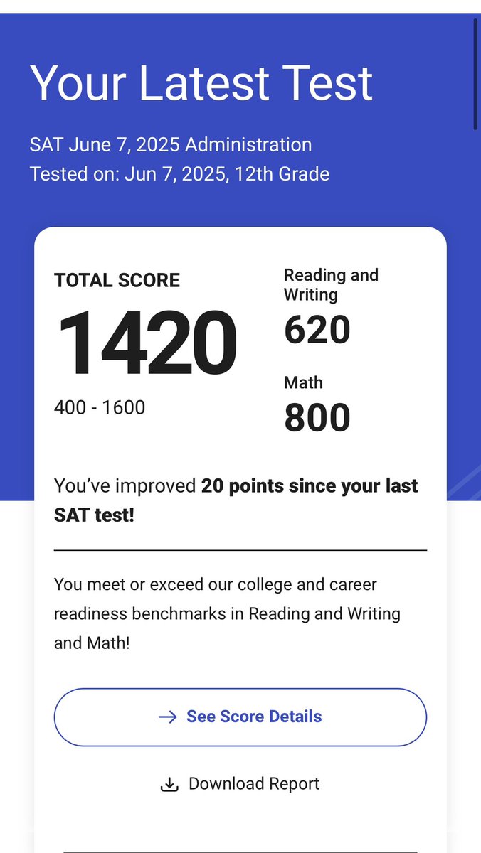 800 Math SAT.  1500 Superscore.