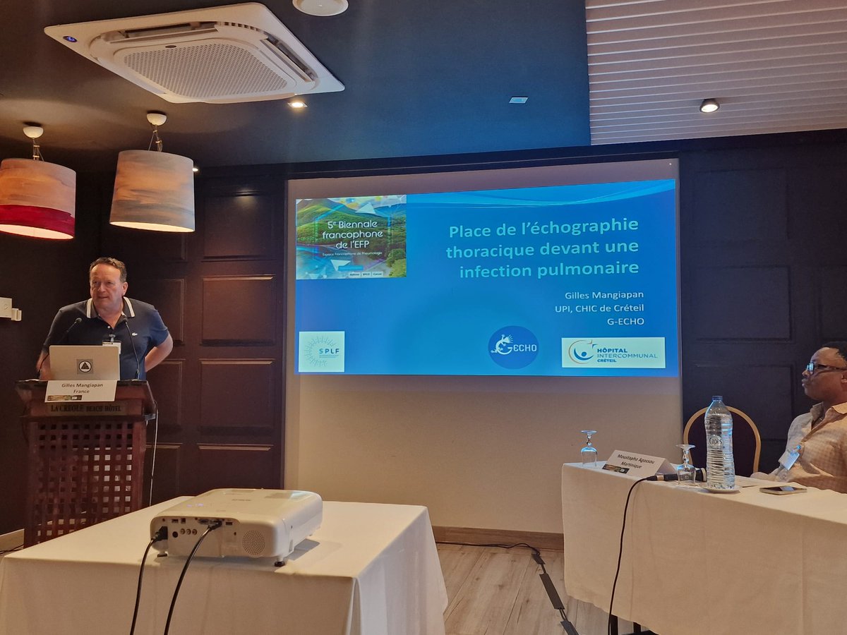 Congrès de l'EFP-SPLF, en Guadeloupe, le G-ECHO continue de promouvoir sans relâche l'écho thoracoque: reco splf :radio ou écho pour le diagnostic  de pneumonie, écho largement supérieure à la radio pour le diagnostic de pleurésie parapneumonique.