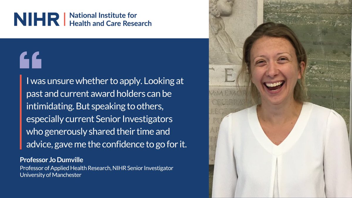 National Institute for Health and Care Research (@nihrresearch) on Twitter photo From randomised controlled trials in tomatoes to becoming a methodology research leader, Jo Dumville’s path to becoming an NIHR Senior Investigator is anything but typical.
Thinking of applying for this round? Attend our webinar for application tips 👉
zoom.us/webinar/regist… From randomised controlled trials in tomatoes to becoming a methodology research leader, Jo Dumville’s path to becoming an NIHR Senior Investigator is anything but typical.
Thinking of applying for this round? Attend our webinar for application tips 👉
zoom.us/webinar/regist…
