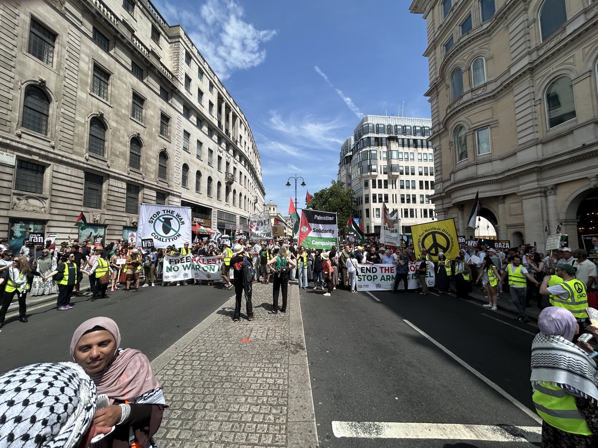 Another immense demo for Palestine but this time against the insanity of an attack on Iran. Explosive atmosphere.