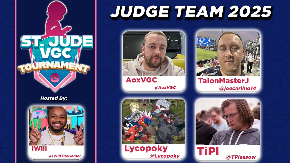 ❤️REGISTER 4 St. Jude VGC Tour❤️ (@stjudevgc) on Twitter photo Here is your 2025 Judge Team For <a href="/StJudeVGC/">❤️St. Jude VGC Tour❤️</a>
- <a href="/aoxVGC/">AoxVGC</a>
- <a href="/joecarlino14/">TalonMasterJ (Joe Carlino, M.P.S) 🔜TBD Next VGC</a>
- <a href="/Lycopoky/">Lycopoky</a>
- <a href="/TPlessow/">TiPl_VGC</a> Here is your 2025 Judge Team For <a href="/StJudeVGC/">❤️St. Jude VGC Tour❤️</a>
- <a href="/aoxVGC/">AoxVGC</a>
- <a href="/joecarlino14/">TalonMasterJ (Joe Carlino, M.P.S) 🔜TBD Next VGC</a>
- <a href="/Lycopoky/">Lycopoky</a>
- <a href="/TPlessow/">TiPl_VGC</a>