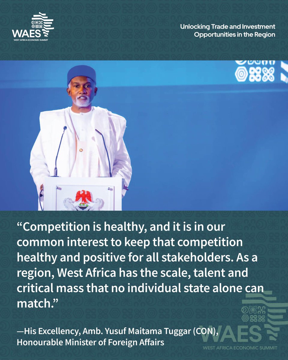 Candall (@candallr) on Twitter photo Competition is healthy, and it is in our common interest to keep it positive for all stakeholders. As a region, West Africa has the scale, talent, and critical mass that no individual state alone can match. ~ Hon. Minister <a href="/YusufTuggar/">Hon. Yusuf Maitama Tuggar</a>
#WAES2025 Competition is healthy, and it is in our common interest to keep it positive for all stakeholders. As a region, West Africa has the scale, talent, and critical mass that no individual state alone can match. ~ Hon. Minister <a href="/YusufTuggar/">Hon. Yusuf Maitama Tuggar</a>
#WAES2025