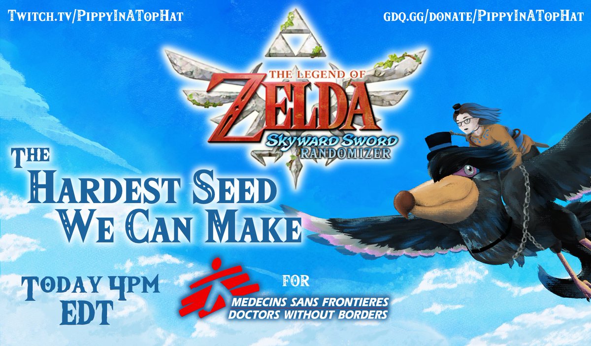 All month we've been raising money for <a href="/MSF_USA/">Doctors w/o Borders</a> and trying to let my chat donate to make the meanest rando seed they can muster.  Well, today's the day!  

So far we're looking at all settings and no visible UI but there's still time to make it even worse :3