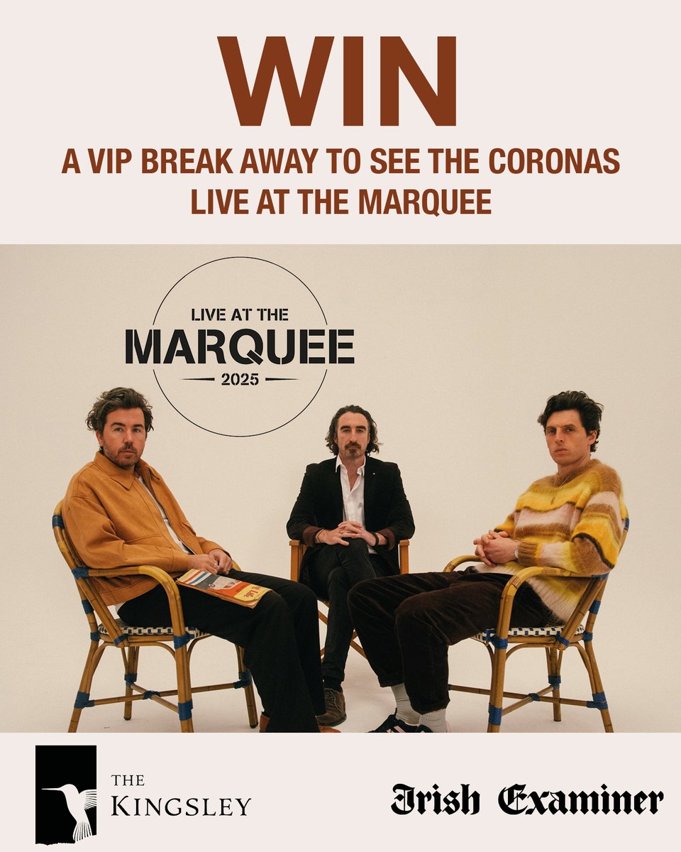 Irish Examiner Lifestyle (@ielifestyle_) on Twitter photo Win a VIP break away to see the Coronas <a href="/LATMofficial/">LATMofficial</a>
We have teamed up with Live at the Marquee to give you the chance to win a pair of tickets to see the Coronas, plus an overnight stay for two people sharing at the Luxury Kingsley Hotel.
irishexaminer.com/competition/ Win a VIP break away to see the Coronas <a href="/LATMofficial/">LATMofficial</a>
We have teamed up with Live at the Marquee to give you the chance to win a pair of tickets to see the Coronas, plus an overnight stay for two people sharing at the Luxury Kingsley Hotel.
irishexaminer.com/competition/