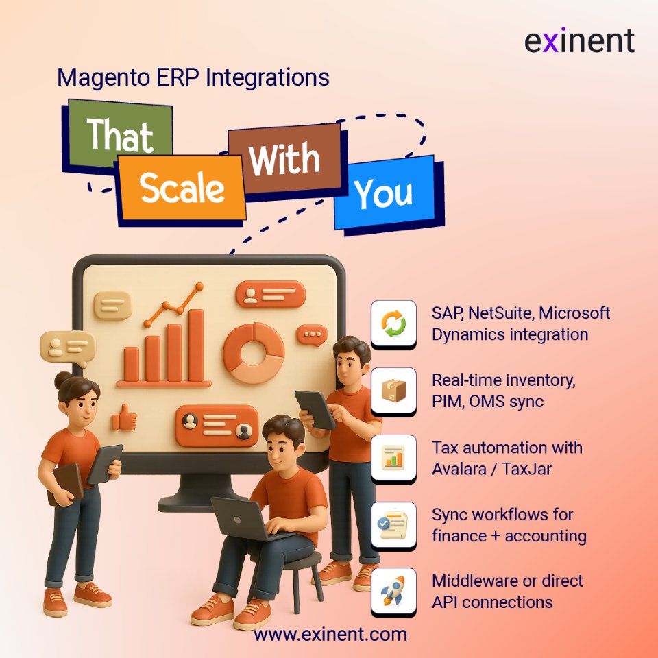 Exinentllc's tweet image. Without the right integration,your ecommerce stack is a liability. We help enterprise brands integrate Magento with their ERP, WMS, PIM, and finance systems—seamlessly.Scalability begins with the backend. 
Read More: exinent.com/magento-develo…
#MagentoERP #AdobeCommerce #ExinentTech