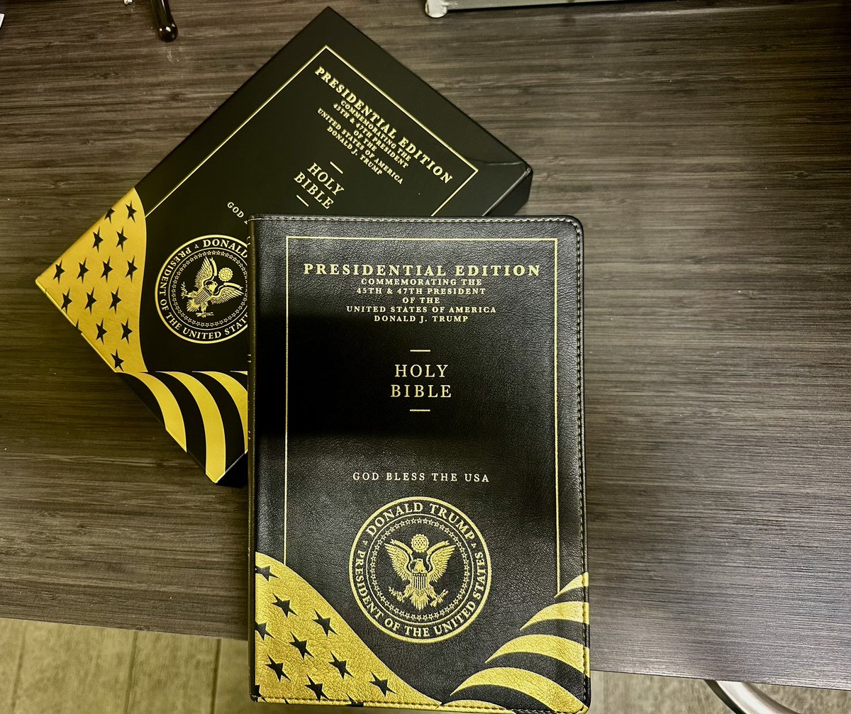 Just arrived.  I wish it was in the new King James version but I still love it.  God bless America. God bless Donald Trump and keep him safe.🙏🏼