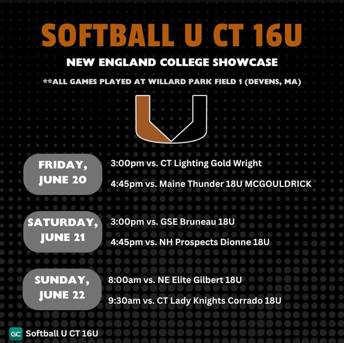 Norah Bove (@bove_norah) on Twitter photo From high school season to travel ball - I love it! Here’s my schedule for this weekend at the NE College Showcase in Devens, MA.
<a href="/coachkate_sc/">Kate Bowen</a> <a href="/NCSA_CoachKK/">Kristen Kolter</a> <a href="/StagsSoftball/">Fairfield Softball</a> <a href="/TopPreps/">SPORTS NEWS, VIDEOS, GRAPHICS, EXPOSURE & MORE</a> <a href="/NCSA_Softball/">NCSA Softball</a> <a href="/SoftballUCT18/">Softball U CT 18U Gold</a> <a href="/BuschgansAshley/">Ashley Buschgans</a> From high school season to travel ball - I love it! Here’s my schedule for this weekend at the NE College Showcase in Devens, MA.
<a href="/coachkate_sc/">Kate Bowen</a> <a href="/NCSA_CoachKK/">Kristen Kolter</a> <a href="/StagsSoftball/">Fairfield Softball</a> <a href="/TopPreps/">SPORTS NEWS, VIDEOS, GRAPHICS, EXPOSURE & MORE</a> <a href="/NCSA_Softball/">NCSA Softball</a> <a href="/SoftballUCT18/">Softball U CT 18U Gold</a> <a href="/BuschgansAshley/">Ashley Buschgans</a>