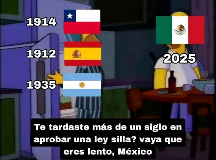 Me acabo de enterar de que en México no te podías sentar en todo tú tiempo de trabajo hasta el día de hoy.....que han aprobado la ley que garantiza el derecho al descanso.