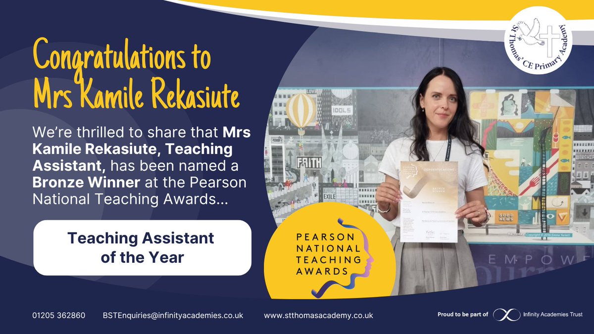 teachercmorris's tweet photo. Wow! What an achievement! @InfinityAcad @StThomasBoston @TeachingAwards https://t.co/LzhtpTYesv