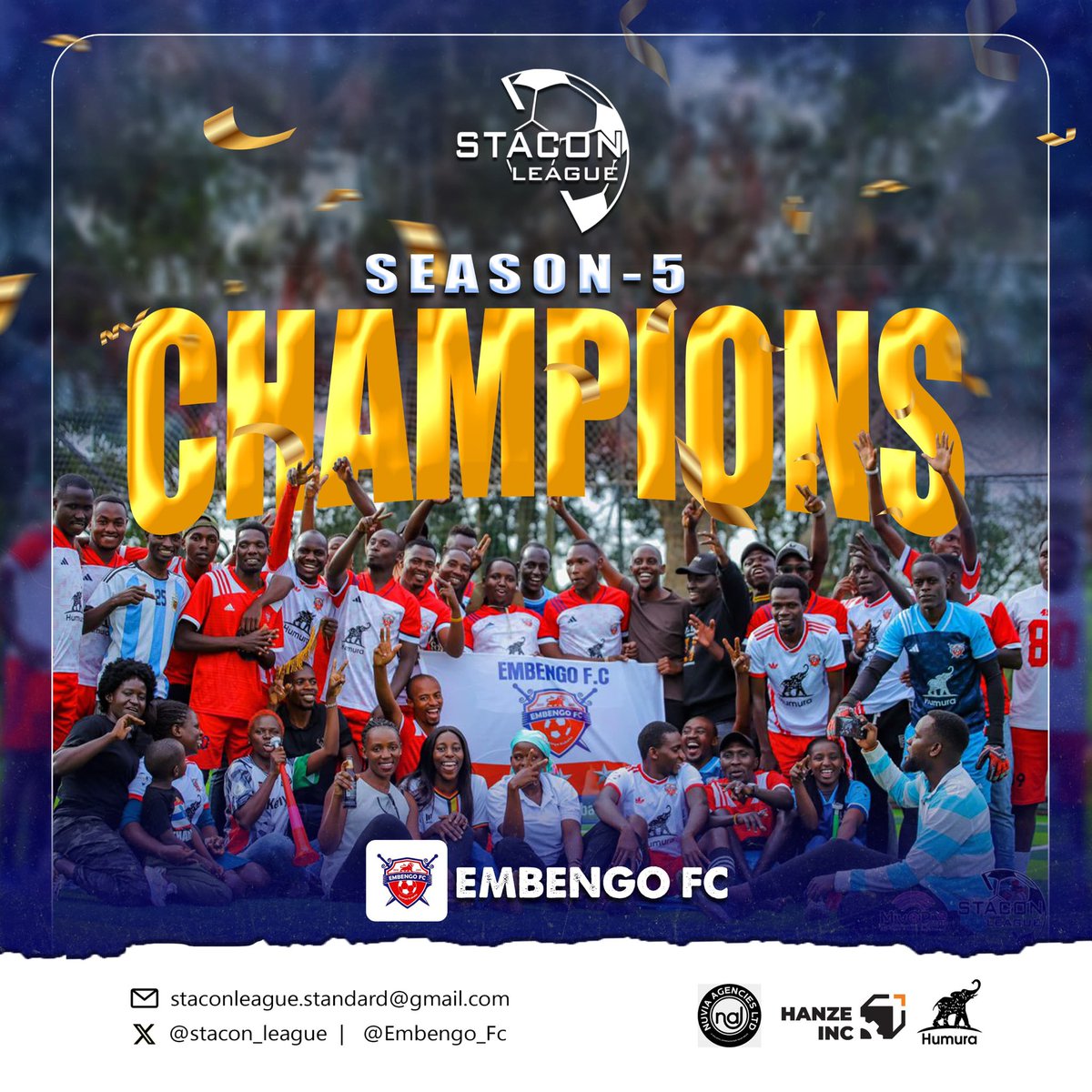 SEASON 5 CHAMPIONS🏆🏅🏆 (@embengo_fc) on Twitter photo We are still reigning in holidays as <a href="/stacon_league/">STACON LEAGUE</a> SN V Champions until further Notice. We are still reigning in holidays as <a href="/stacon_league/">STACON LEAGUE</a> SN V Champions until further Notice.