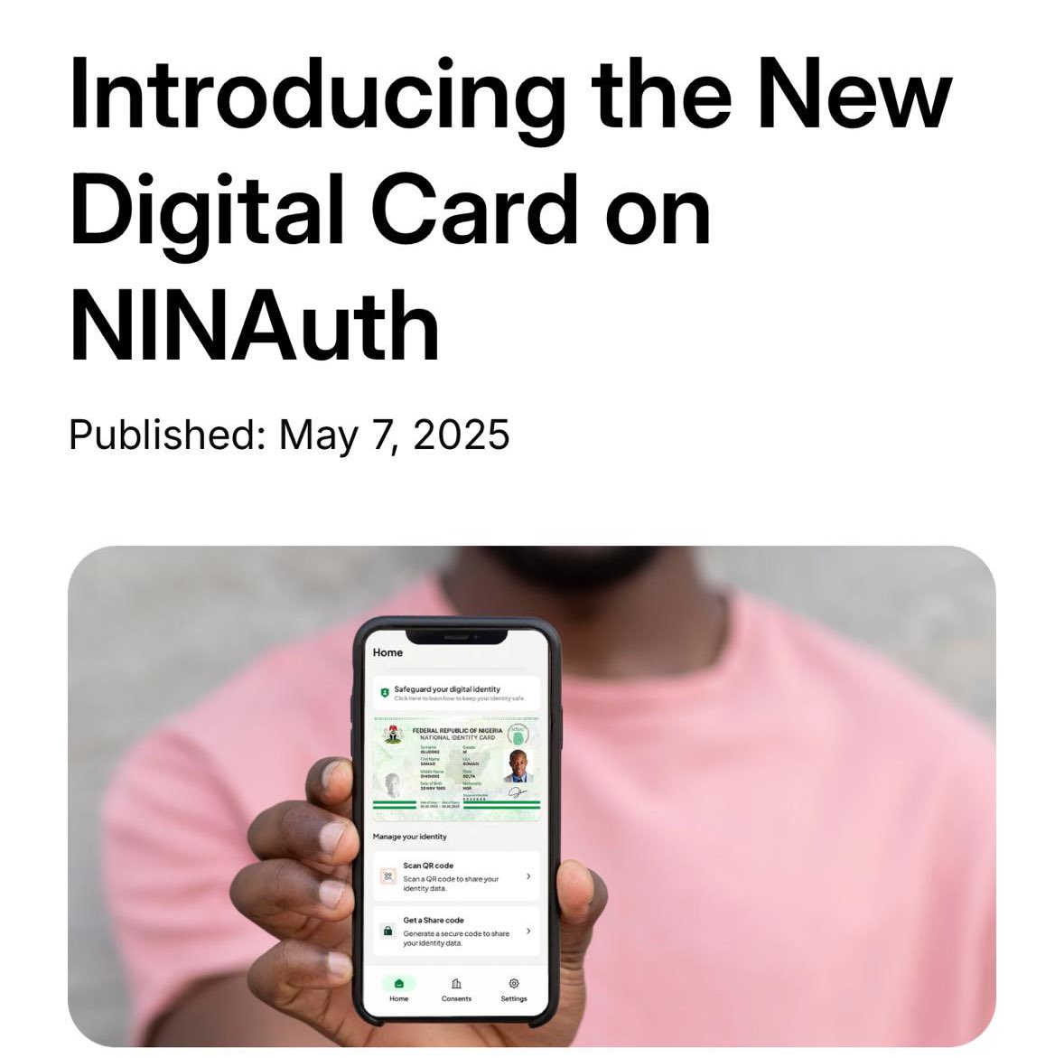 I just hope Nigerians are taking advantage of the NINAuth ID that allows them to own this digital ID which can be used for everything you may ever need a Nigerian ID for.

- No need for printing 
- QR code 
- Mobile usage across the world.

Been on this for months and I don’t