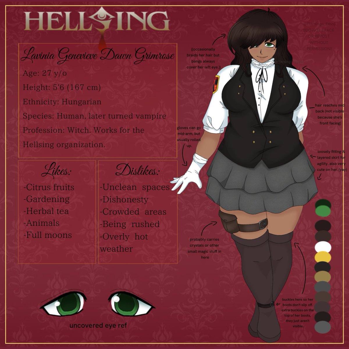 Flamingo_Emoji's tweet image. I adjusted her ref sheet!!!!!!! #hellsing #hellsingOC