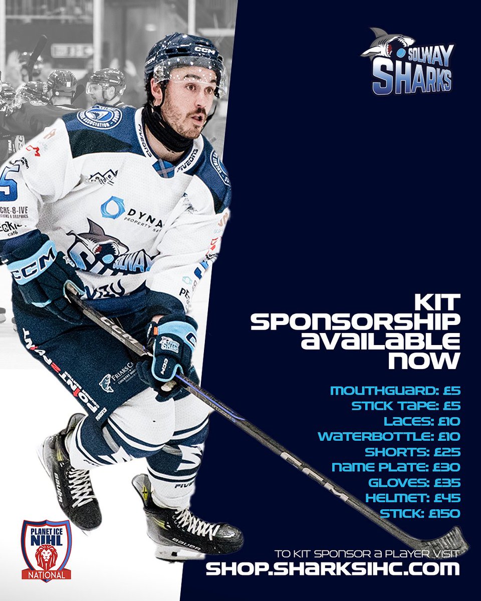 🚨 Player Equipment Sponsorship is NOW OPEN! 🦈⁣

Sponsor your favourite Sharks player’s gear for the upcoming season! From sticks to laces, this is your chance to show your support and be part of their journey on the ice.⁣
📲 Sponsor now via shop.sharksihc.com/collections/ki…

#sharks