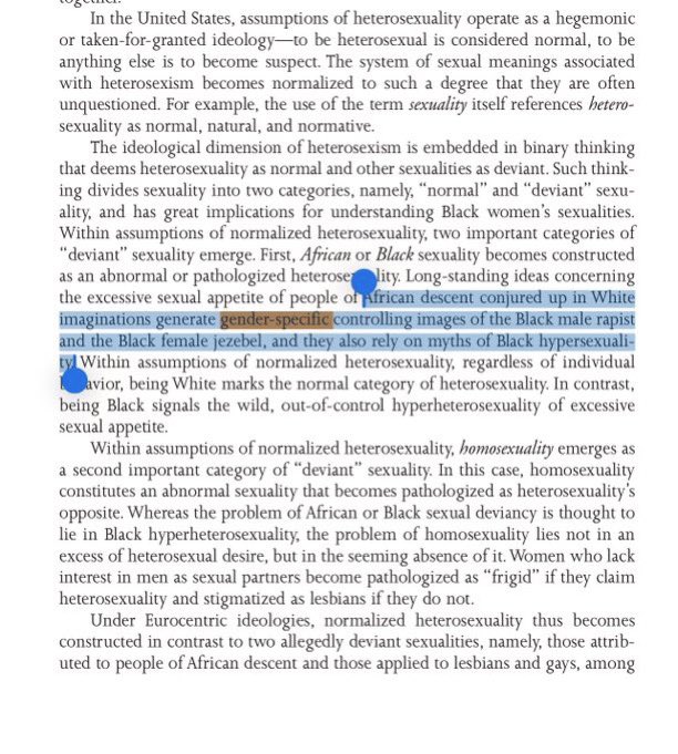 black patriarchal denialism is anti-feminist and misogynioristic; 

black feminist epistemology has long recognized the gender-specific oppression of black men: 

“White imaginations generate gender-specific controlling images of the Black male rapist.”