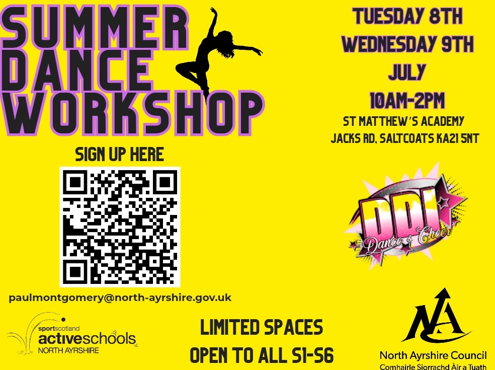 NAActiveSchoolsLargsCluster (@aslargs) on Twitter photo #NAOpportunity 💛🖤
Interested in learning how to coach dance and support the Largs cluster develop more Dance opportunities? This summer opportunity is for you !
Sign up using the QR Code below⬇️
<a href="/LargsAcadPEdept/">Largs PE Dept</a> <a href="/LargsAcademy/">Largs Academy</a>
Open to new S1-S6! #NAOpportunity 💛🖤
Interested in learning how to coach dance and support the Largs cluster develop more Dance opportunities? This summer opportunity is for you !
Sign up using the QR Code below⬇️
<a href="/LargsAcadPEdept/">Largs PE Dept</a> <a href="/LargsAcademy/">Largs Academy</a>
Open to new S1-S6!