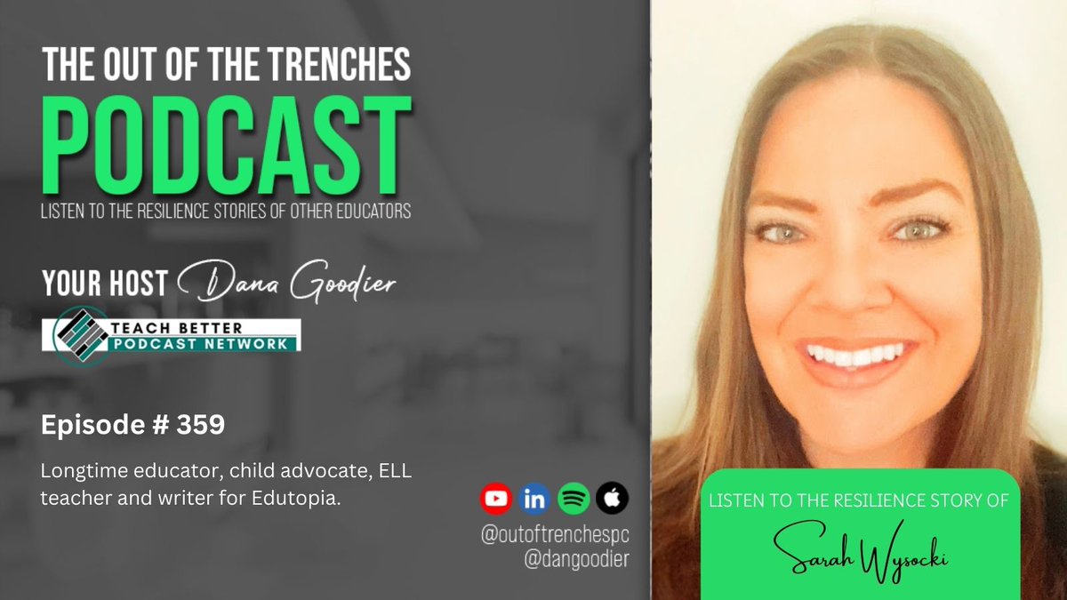 OutoftheTrenches (@outoftrenchespc) on Twitter photo Read the #show notes from the latest #podcast episode with fellow #educator of #multilinguallearners, passionate about #tools to bring #students to the next level, <a href="/SarahWysocki10/">Sarah Wysocki</a> <a href="/danagoodier/">Dana G, EdD</a>
danagoodier.com/episodes-359-3… Read the #show notes from the latest #podcast episode with fellow #educator of #multilinguallearners, passionate about #tools to bring #students to the next level, <a href="/SarahWysocki10/">Sarah Wysocki</a> <a href="/danagoodier/">Dana G, EdD</a>
danagoodier.com/episodes-359-3…
