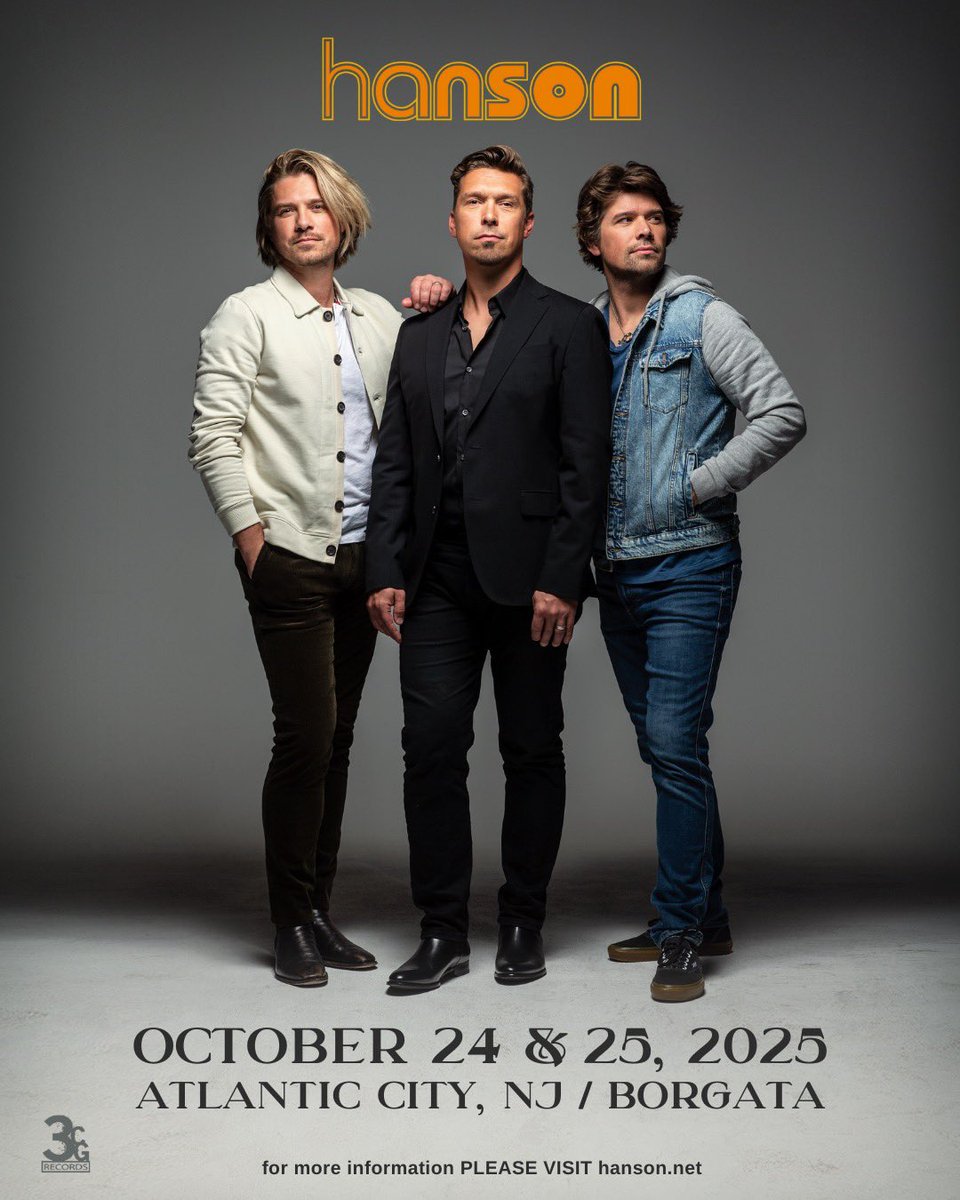Excited to announce some more shows this summer! Catch us in Detroit MI on Sept 18, Durant OK on Sept 19, and Atlantic City NJ on Oct 24 &amp; 25. Hanson.net presales start tomorrow, June 20. General onsale begins Friday, June 27. Can’t wait to see you there!