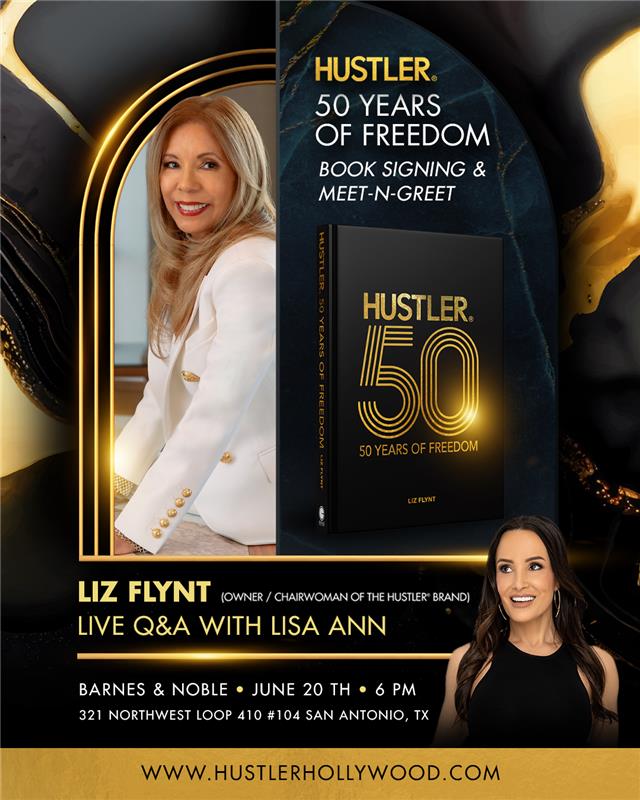 Lisa Ann (@thereallisaann) on Twitter photo 50 years of Hustler history... and we’re just getting started!
✨ Book signing & meet-n-greet with Liz Flynt <a href="/HustlerStores/">HUSTLER® Hollywood</a>
🎙 Live Q&A with yours truly, Lisa Ann
📍 Barnes & Noble, San Antonio | June 20 | 6 PM
Be part of Hustler history. 🔥 50 years of Hustler history... and we’re just getting started!
✨ Book signing & meet-n-greet with Liz Flynt <a href="/HustlerStores/">HUSTLER® Hollywood</a>
🎙 Live Q&A with yours truly, Lisa Ann
📍 Barnes & Noble, San Antonio | June 20 | 6 PM
Be part of Hustler history. 🔥