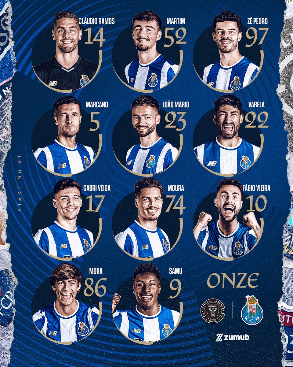 تشكيلة بورتو لمواجهه انتر ميامي في البطولة الميتة بعد ساعة من الان