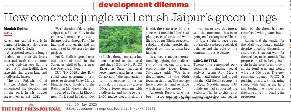 dilthi_gujarati's tweet photo. https://t.co/6FOecEHIv5

@greenpeaceindia

@narendramodi @BhajanlalBjp @BJP4Rajasthan @moefcc @byadavbjp @KumariDiya
@myogiadityanath
@Dev_Fadnavis @BJP4Rajasthan @BJP4India
Stop Destroying Forests.

#एक_पेड़_मां_के_नाम
#VandeGanga  

@dolkabadh @AshutoshRanka @Earthworri1 @joedelhi 

Instagram : https://t.co/Jrmh0jInvJ…

#dolkabadh #savedolkabadh #LetJaipurBreatheMovement #ForestProtection #ClimateChange #ClimateAction #ClimateEmergency #SaveTrees #HumanMenace #NaturesRevenge #earthquake #Wildlife #BiodiversityDay #WorldWildlifeDay #WorldForestDay 
#WorldEnvironmentDay 
#WorldEnvironmentDay2025