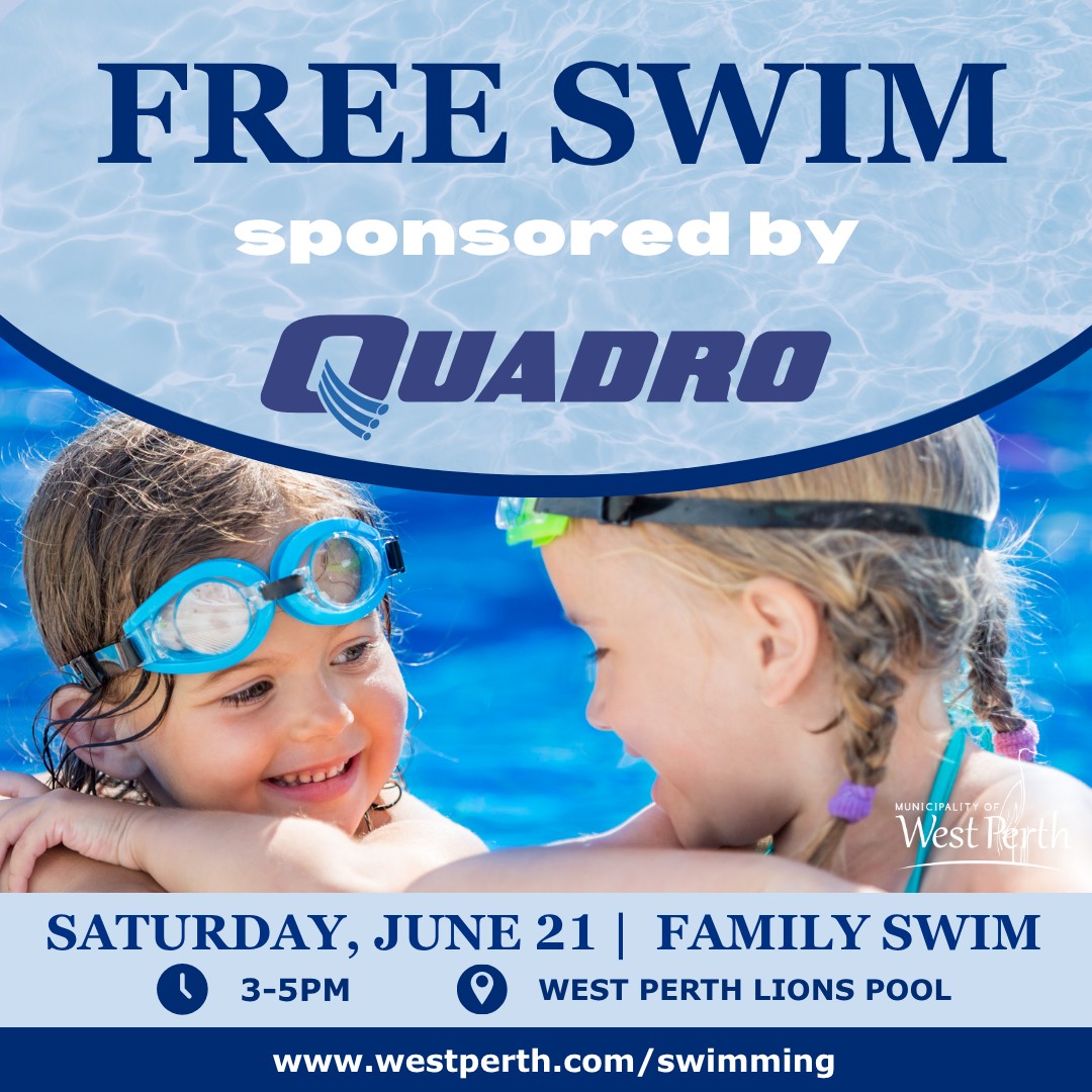 WestPerthON's tweet image. 🌊 Free Swim - Saturday, June 21 🏊‍♀️
Dive into the weekend with a FREE swim on Saturday, proudly sponsored by Quadro!
@quadrocommunications 
Thanks to Quadro for supporting our community! 💙 
#FreeSwim #MitchellON #CommunitySupport #QuadroCares