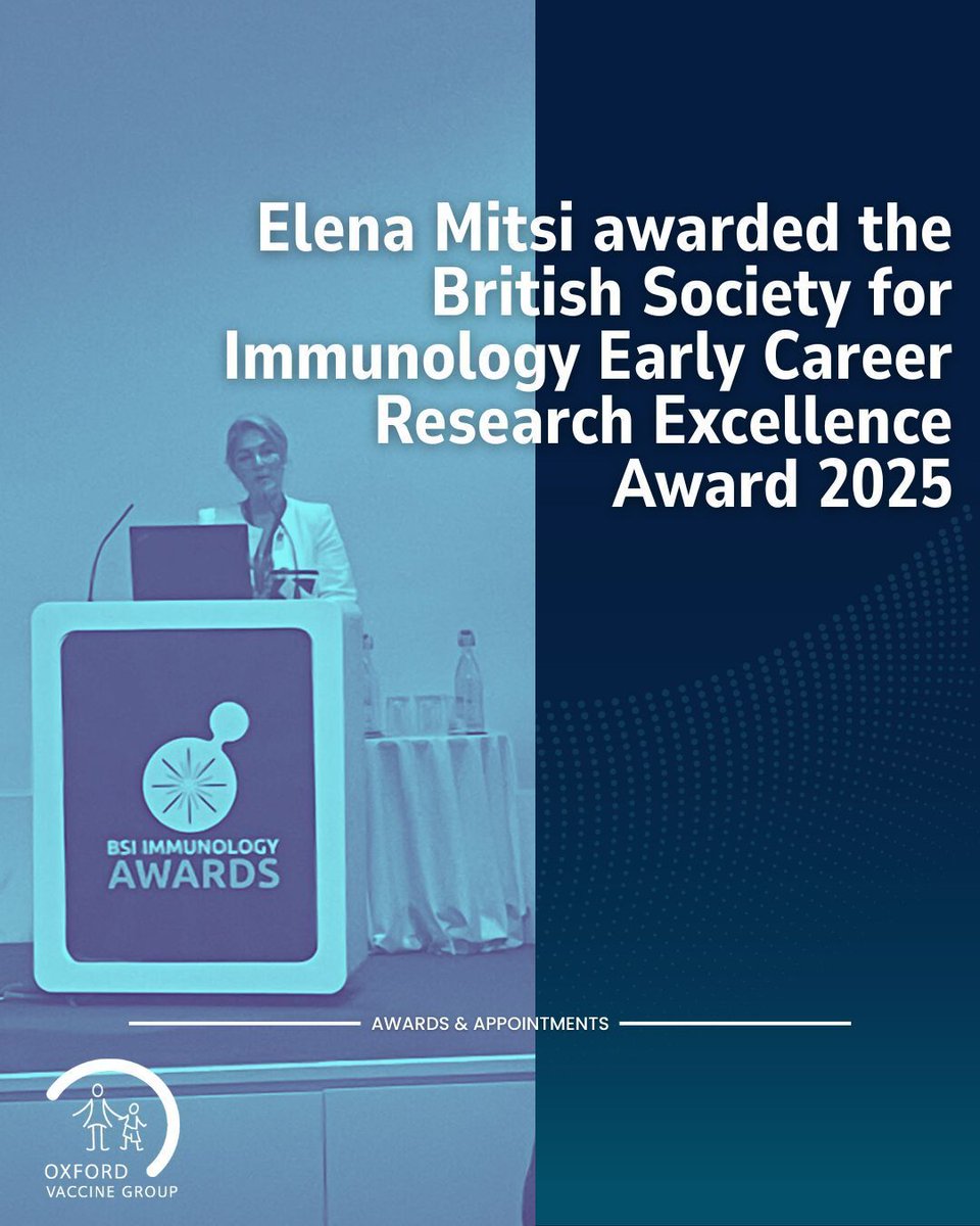 AWARDS &amp; APPOINTMENTS | Join OVG in congratulating Elena Mitsi, Associate Professor of Infection &amp; Mucosal Immunology, in her recognition by the BSI through her achievement of being awarded the 2025 British Society for Immunology Early Career Research Excellence Award.
