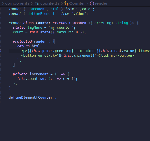 In the next version of Hyperkit - server side renderable "Custom Elements" - ie. `Counter.renderToString({ greeting: "hello" });`