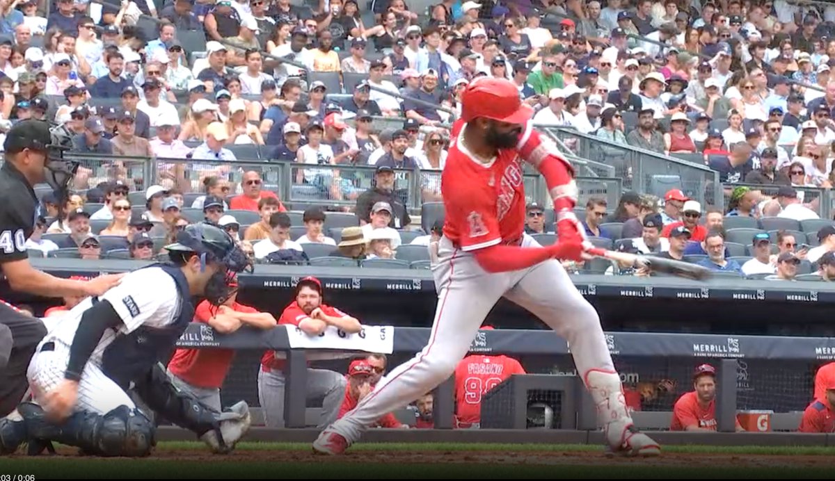 Jo Adell did not swing, according to the umpires. Hilariously bad call