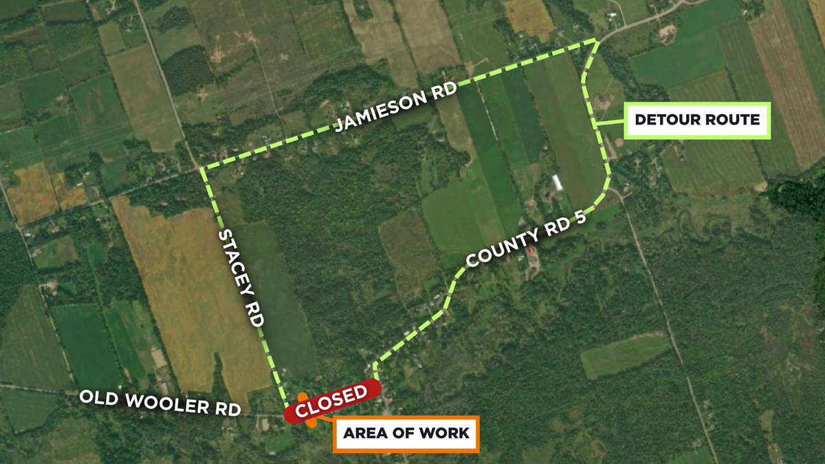 OLD WOOLER ROAD CLOSURE - June 25-27 🚧

A section of Old Wooler Road will be closed to through traffic from June 25 until June 27 for a drainage culvert replacement. 

All through traffic will be detoured. 

🔗 More info: quintewest.ca/blog/old-woole…