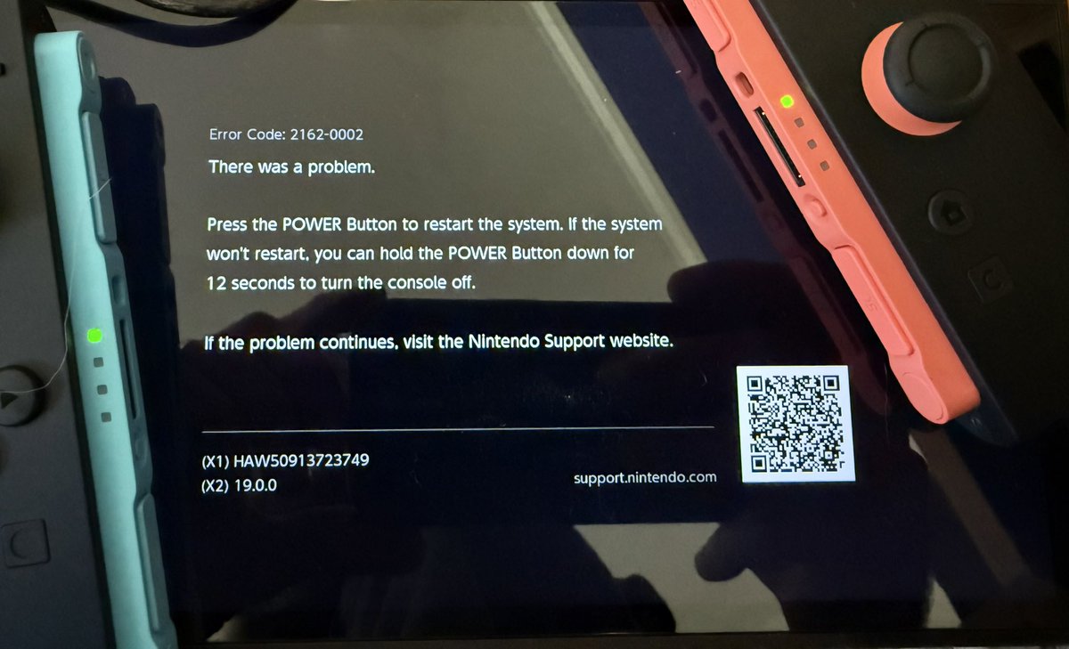 My son finally got his Switch 2 which is his birthday present! Ordered direct from Nintendo. Error code 2162-0002 and restarts don’t resolve it.   Crestfallen. 😞