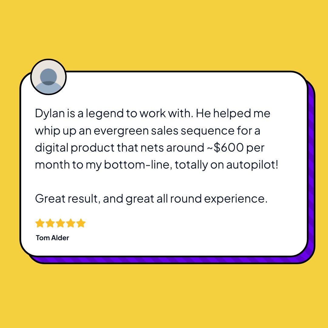 Thanks for the testimonial, <a href="/tomaldertweets/">Tom Alder</a> !

Stoked to see what happens when you start driving more subscribers into the email sequence. 📈