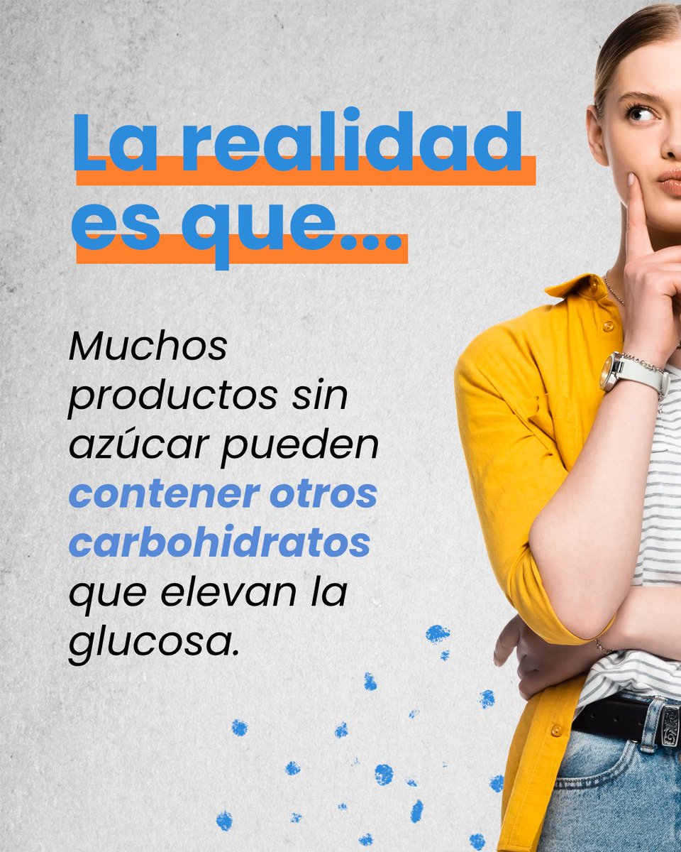 🧐 Es muy común pensar que si un producto lleva la etiqueta “sin azúcares añadidos”, entonces es apto para personas con diabetes. ¡Cuidado! Muchos de ellos contienen almidones, harinas o azúcares naturalmente presentes que también aumentan tu glucemia.