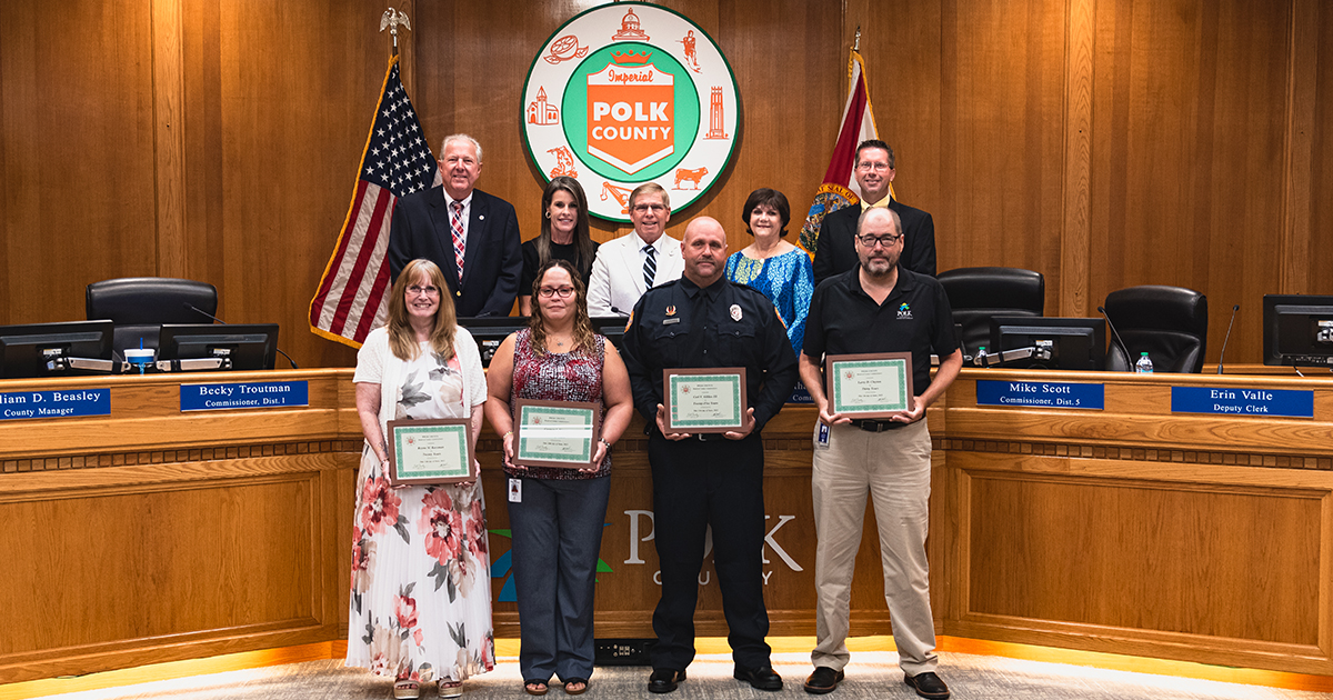 On Tuesday, June 17, the Polk County Board of County Commissioners recognized Engineer/EMT Carl “Bubba” Gilileo for 25 years of service. Career longevity is one of the most valued employee assets of the fire services division. #PolkFLFireRescue #PolkCountyFL