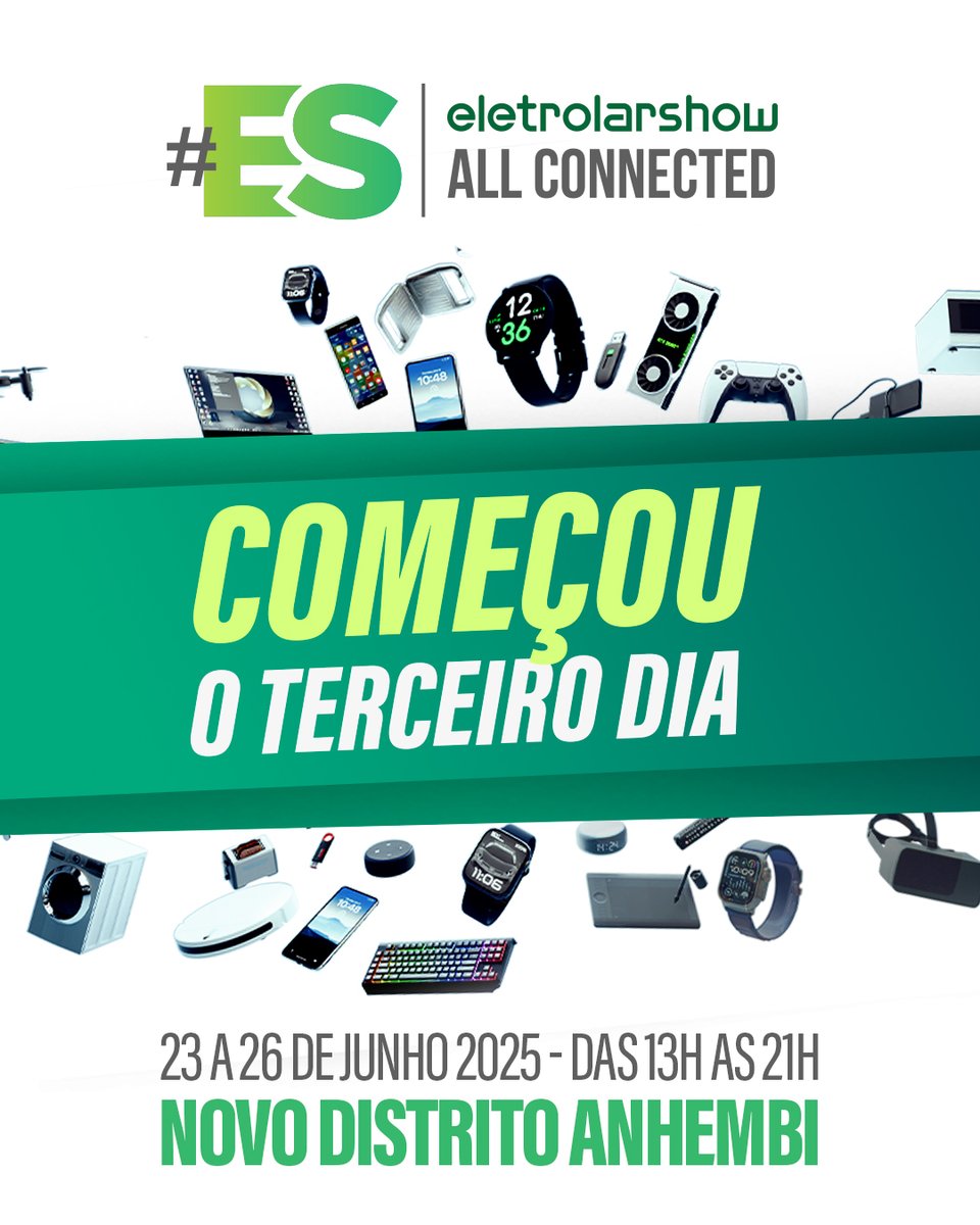 💼 Terceiro dia de feira! Ainda dá tempo de fechar negócios, fazer networking e conhecer as últimas novidades do setor de tecnologia.

Garanta seu ingresso no nosso site - eletrolarshow.com.br/2025/

#Tecnologia #Inovação #EletrolarShow