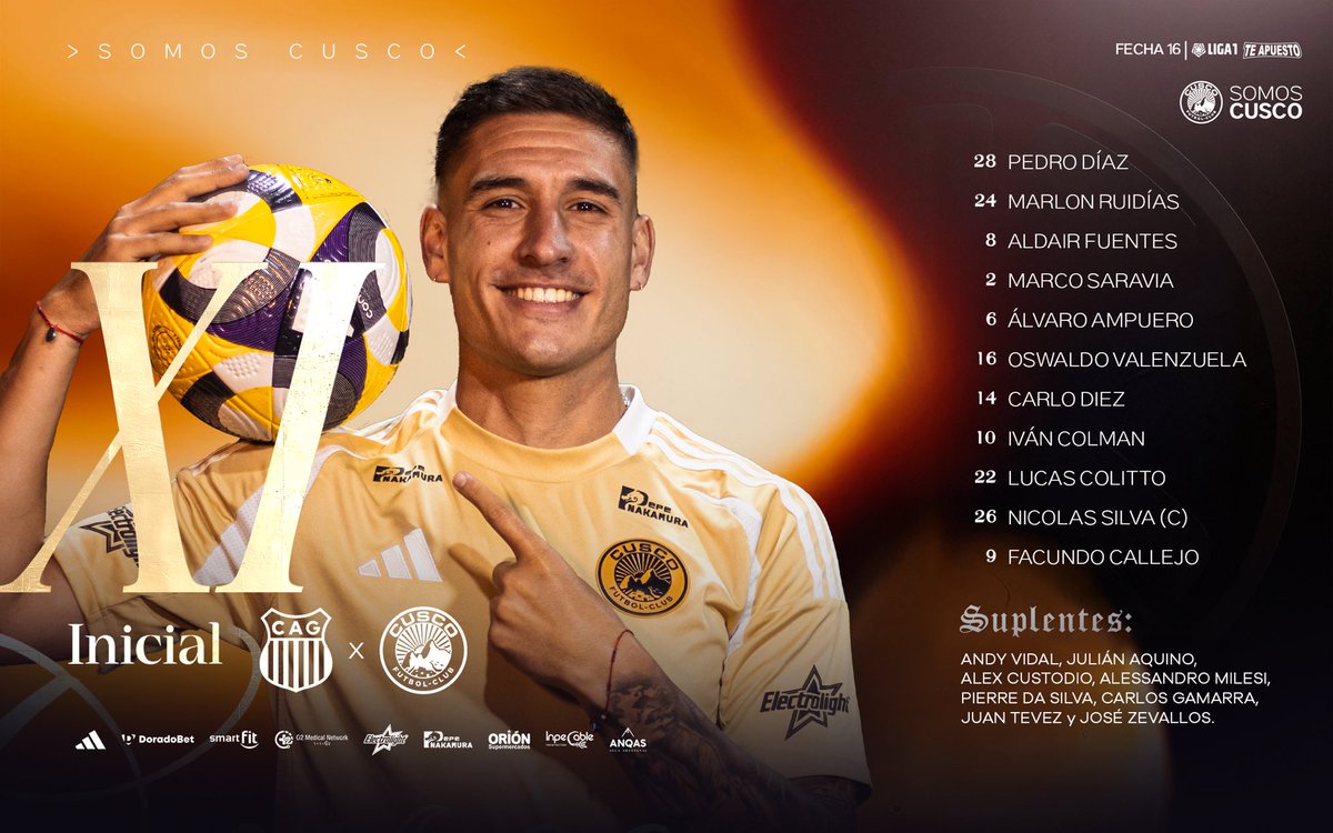 🔢 Nuestro once inicial está listo para dejarlo todo en la cancha 🔥

¡Vamos Cusco, con garra y corazón! 

#SomosCusco