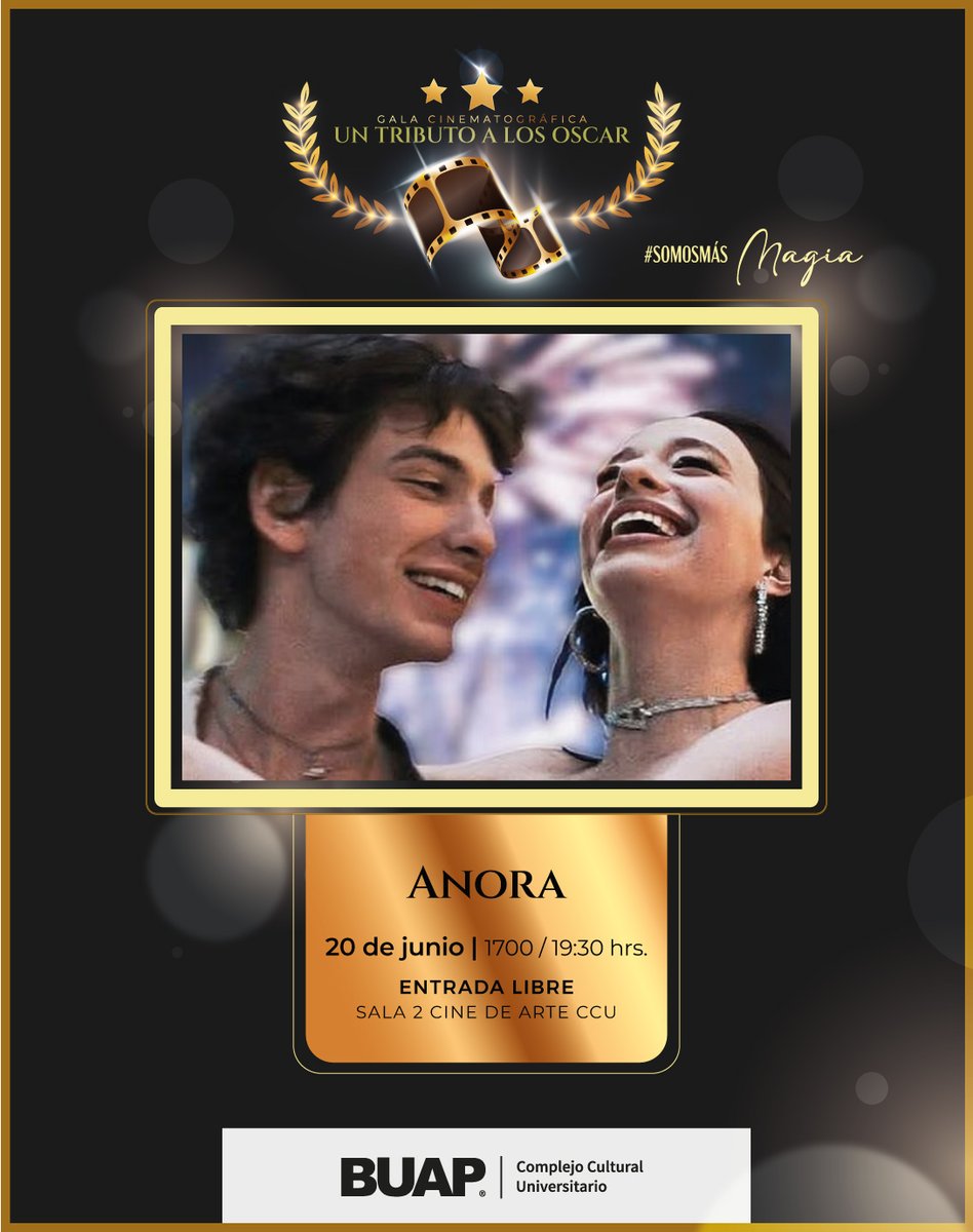 🏆🎬 Una de las mejores películas del último año llega a las Salas de Cine de Arte
Ganadora en los premios Oscar y en el Festival de Cannes, la historia de #Anora es una anticomedia romántica que ha cautivado al mundo. 

🎟️ Entrada libre
Cartelera: bsu.buap.mx/fmr