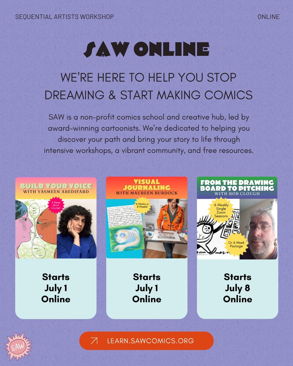 Got a comic idea? Learn how to refine it, pitch it, and get it published. Join critic Rob Clough this July for a 4-week Zoom series on what editors really look for!

Learn more and sign up! buff.ly/I40kXUA 

📅 Every Tuesday in July starting July 8
⏰6PM ET/3PM PT