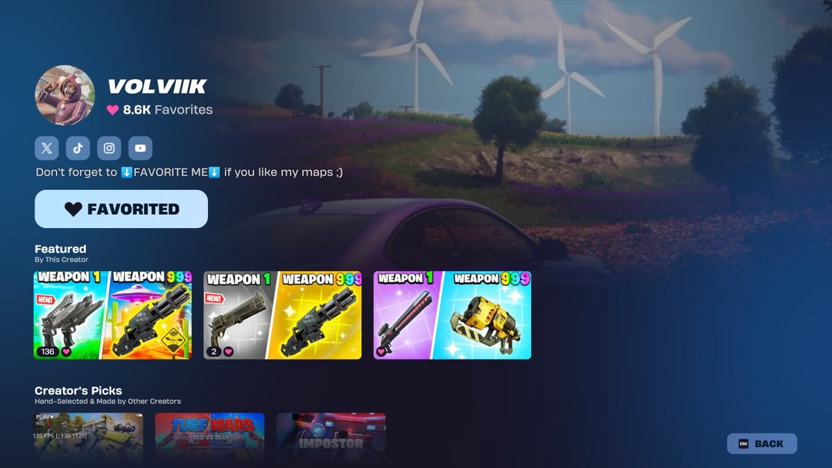 🤠 WESTERN GUN GAME is no longer in Epic’s Picks!

I reached 1.5K+ CCU, +400K unique players, and +8.6k Favorites in Fortnite!! 🥳way beyond what I imagined!

Big thanks to @FnCreate &amp; everyone who believed in me 🙏 Hopefully not the last; more big projects coming… 👀🔥