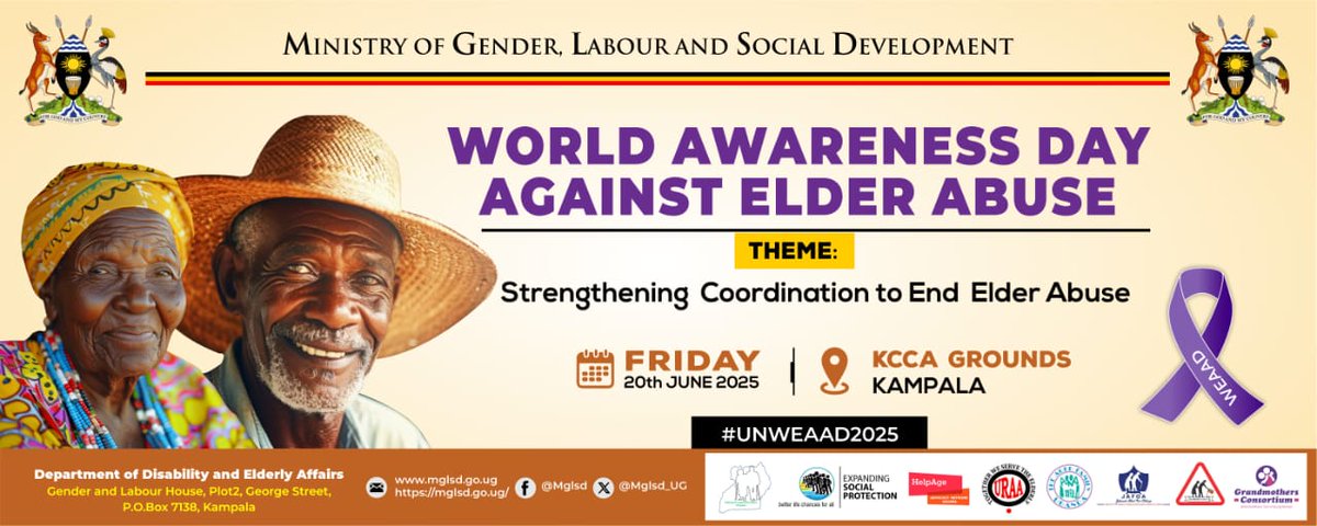 Sauti 116 Helpline, Uganda (@sauti116) on Twitter photo The day is tomorrow 🔊, join us at the KCCA grounds and we celebrate World Awareness Day Against Elder Abuse.
<a href="/Mglsd_UG/">Ministry of Gender, Labour and Social Development</a> The day is tomorrow 🔊, join us at the KCCA grounds and we celebrate World Awareness Day Against Elder Abuse.
<a href="/Mglsd_UG/">Ministry of Gender, Labour and Social Development</a>