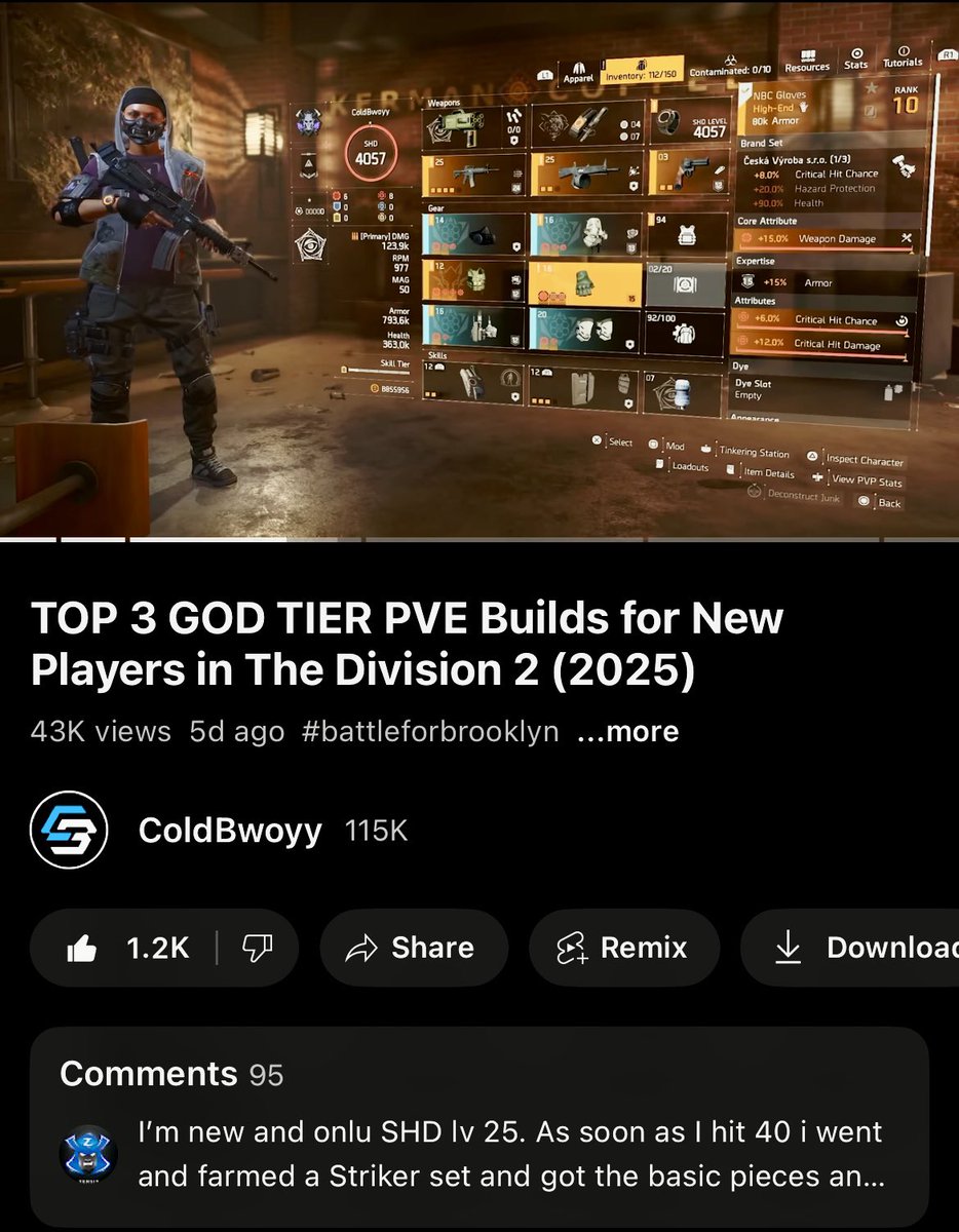 Thank you for over 1,000 Likes on my TOP 3 Best Beginner Builds for The Division 2 in 2025 🫡🙏🏻 I’ll put a link to the full video below if you missed it! 

Full Video: youtu.be/9KjGzgsMgjw

#TheDivision2 <a href="/TheDivisionGame/">Tom Clancy's The Division</a>
