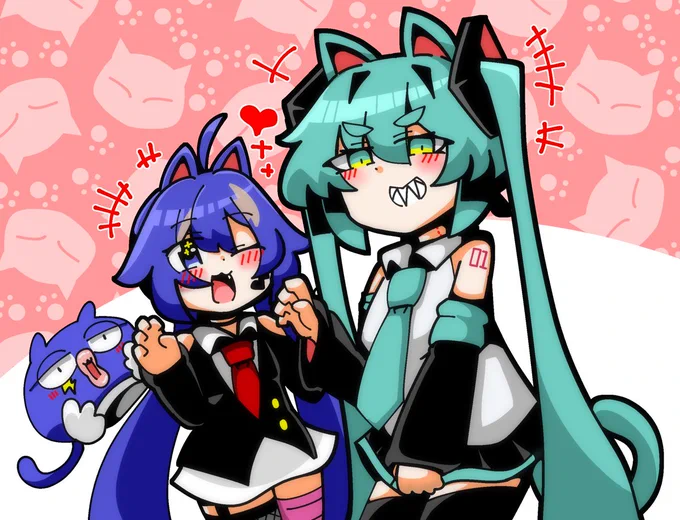 ネコちゃんのミクウナ絵