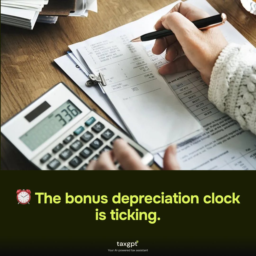 2025 is your last chance to claim a 60% write-off on qualified business assets. In 2026, that drops to 40%, meaning less immediate savings.
If you're planning to invest in equipment, vehicles, or machinery, now’s the time to act.

👉 Use TaxGPT to maximize your deductions before