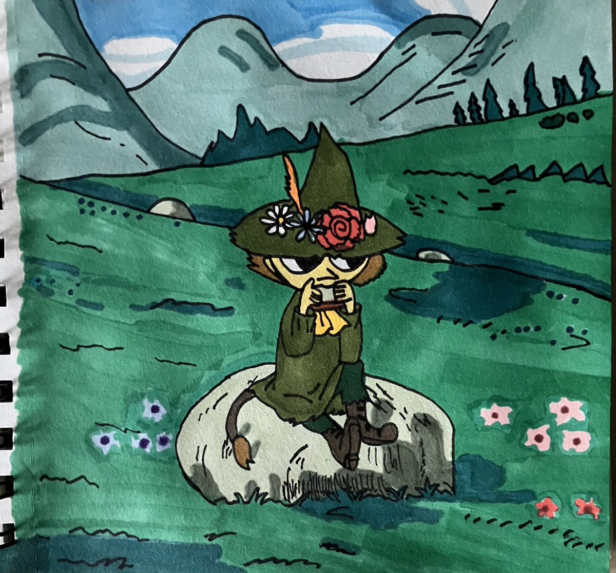 Invader_Link's tweet image. I’ve been hyperfixating on Moomin a lot lately so here is a Snufkin drawing :3 #moomin #snufkin