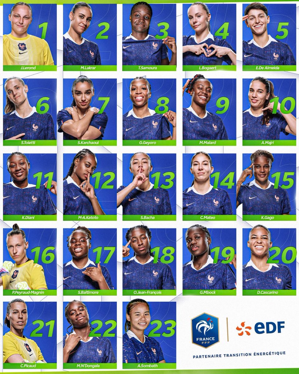 🚨 OFFICIEL ! Les numéros des Bleues 🇫🇷 pour l’Euro 2025.

📸 <a href="/EDF_Foot/">EDF Foot</a>