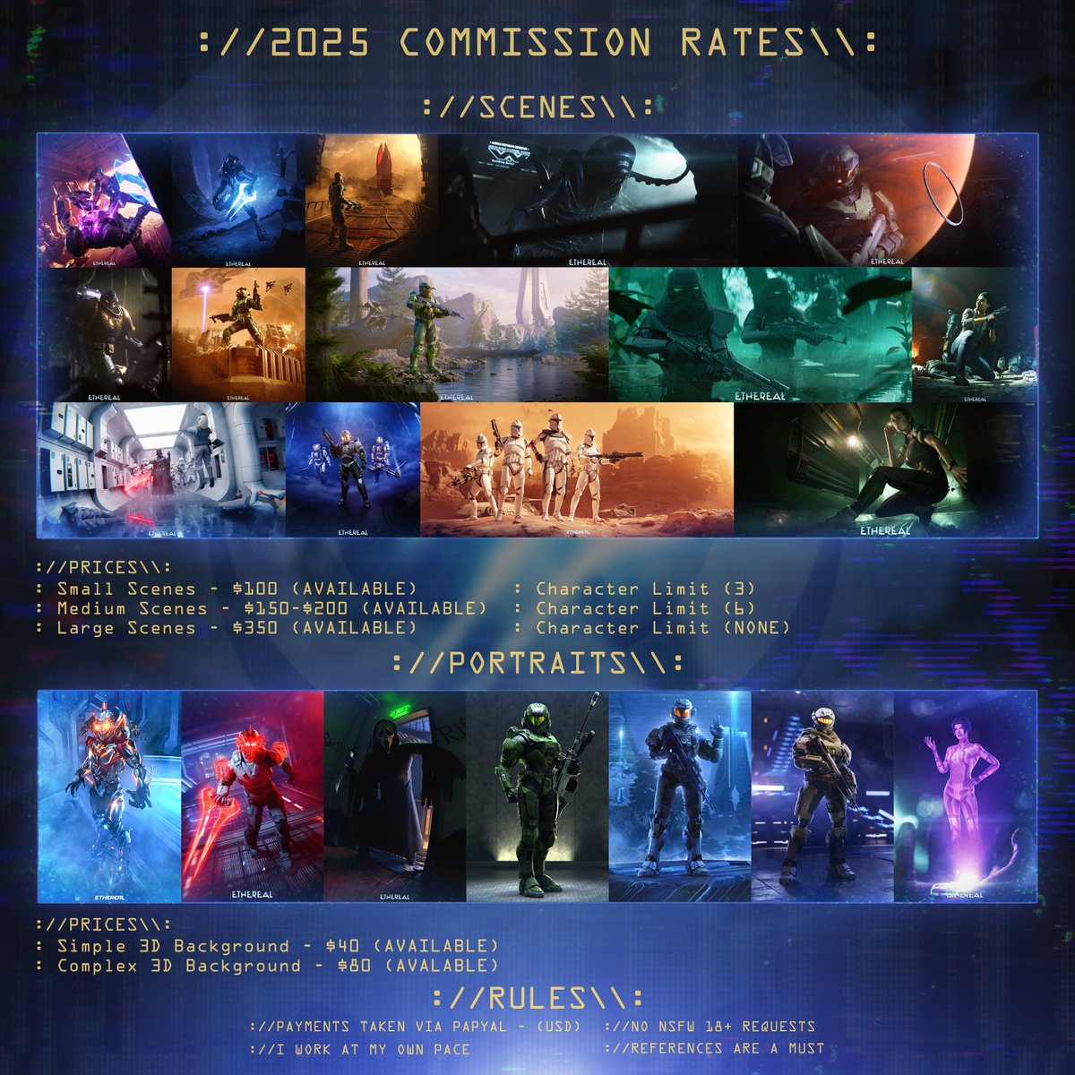 EtherealEOD's tweet image. 🚨COMMISSIONS OPEN!!!🚨 [0/3] 

- 3 Slots available
- No NSFW requests
- I work at my own pace
- References are needed

Likes &amp;amp; RT&apos;s Appreciated! :)
