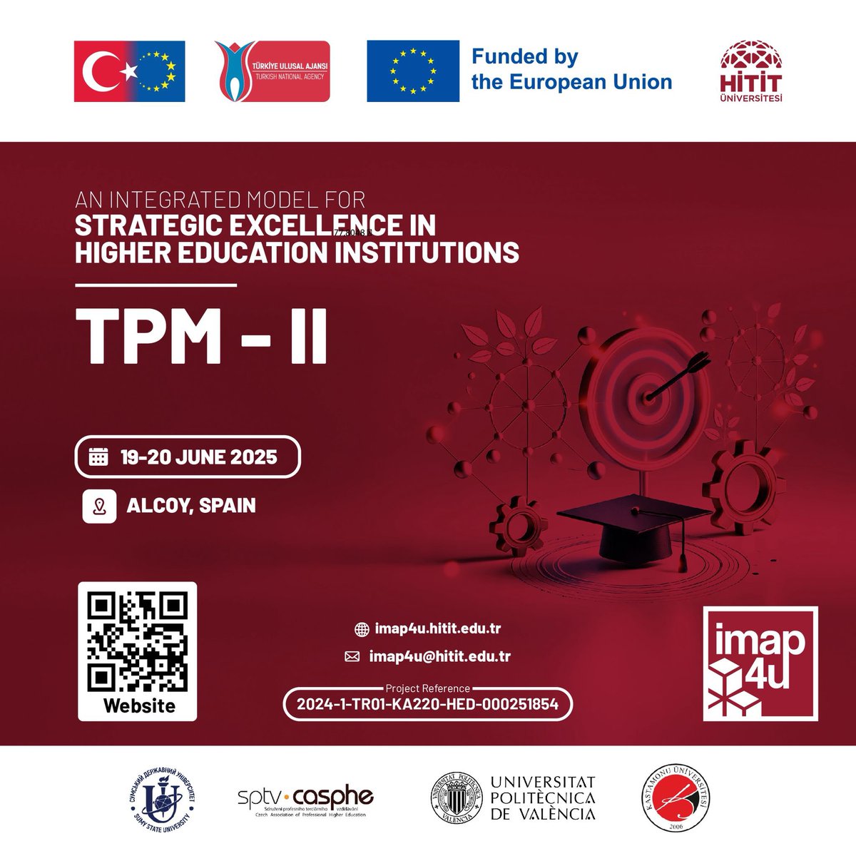 We are excited to announce that the Second Transnational Project Meeting (TPM-II) of the imap4u Project – An Integrated Model for Strategic Excellence in Higher Education Institutions will be held in Alcoy, Spain, hosted by our esteemed partner, Valencia Technical University.