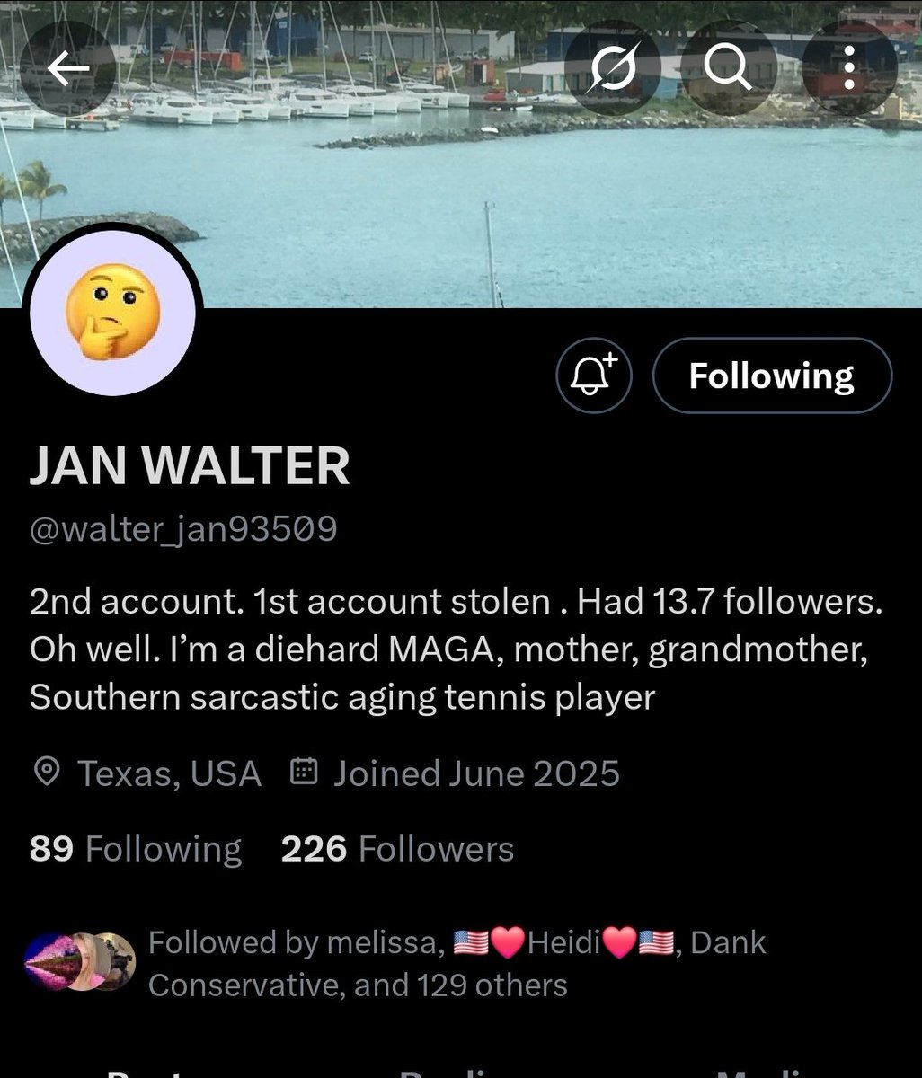 Alan West (@mypoliticalx) on Twitter photo I don't normally do shout outs anymore but Jan is a loyal Trump supporter and engages often. She lost her first account so if my fellow friends will help her out id appreciate it <a href="/walter_jan93509/">JAN WALTER</a> I don't normally do shout outs anymore but Jan is a loyal Trump supporter and engages often. She lost her first account so if my fellow friends will help her out id appreciate it <a href="/walter_jan93509/">JAN WALTER</a>