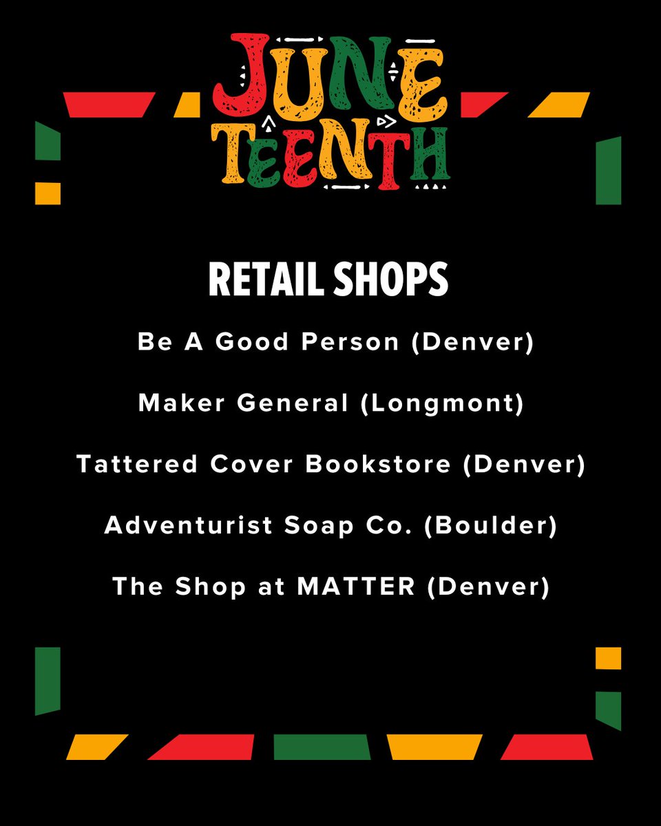 AmrDigital's tweet image. 🗣️ HEY COLORADO! 🗣️ Which of these black-owned businesses are you supporting today for Juneteenth?!

Tag a local Colorado black-owned business you love in the comments!

#AMRDigital #Juneteenth #HappyJuneteenth #BlackOwned  #ShopLocal #ShopBlackOwned